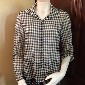 🆕 La Scala USA Black/White Checkered Top-Large